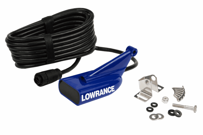 Lowrance HDI Skimmer Med/High 455/800 kHz xSonic 9-Pin Heckmontagegeber im blauen Gehäuse (Art.-Nr. 000-12570-001) in der Produktansicht