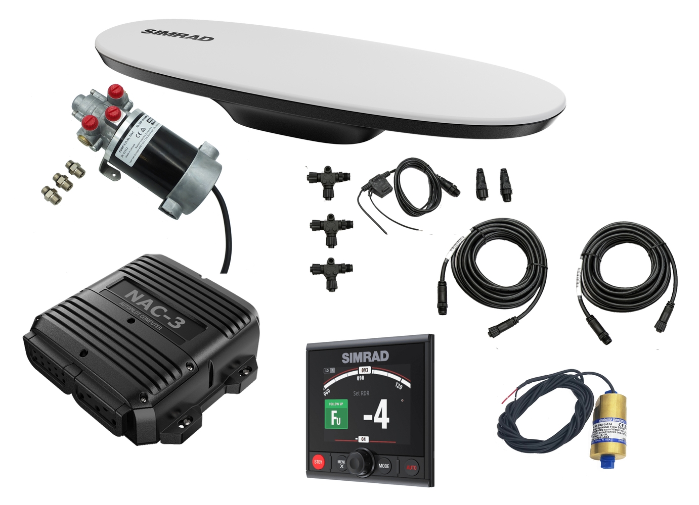 Simrad AP44 VRF High Capacity Pack mit AP44 Farbcontroller, HS65 GNSS Kompass und PUMP-3 Hydraulikpumpe