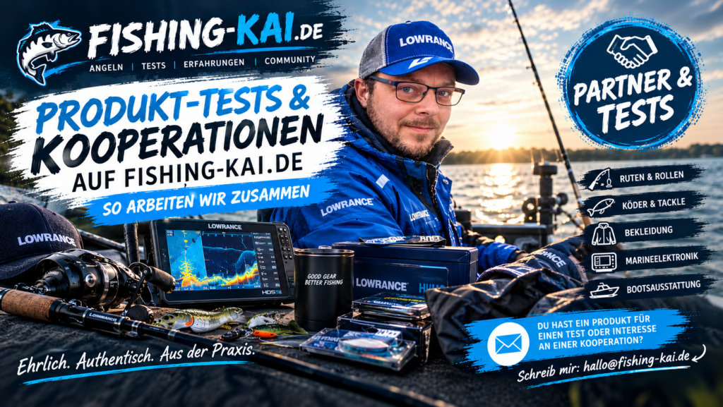 Produkt-Tests und Kooperationen auf Fishing-Kai.de mit Fokus auf ehrliches Raubfisch-Tackle, Marineelektronik und Praxiserfahrung